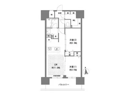 ラグゼナ八王子横山町(2LDK/3階)の間取り写真