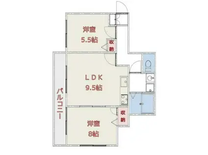 プリンス蒔田2(2LDK/2階)の間取り写真