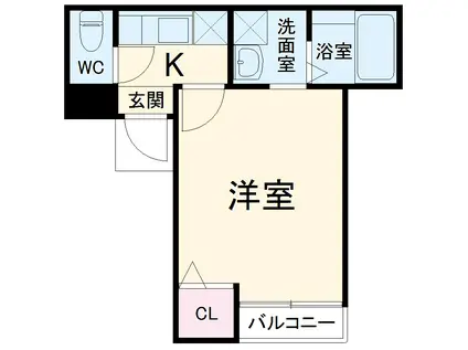 ソレイユ春日部南(1K/2階)の間取り写真