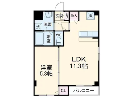 シンシア三番館(1LDK/3階)の間取り写真