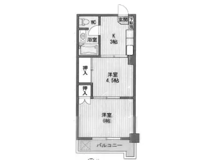東和緑野ダイヤモンドマンション(2K/7階)の間取り写真