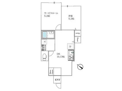 BESTRESIDENCE綾瀬(1SDK/1階)の間取り写真