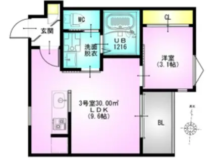 REGALEST NISSHIN(1LDK/1階)の間取り写真
