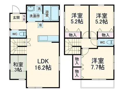 東武鉄道野田線 岩槻駅 徒歩17分 2階建 築1年(4LDK)の間取り写真