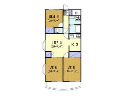 日比野ハイツ(3LDK/2階)の間取り写真