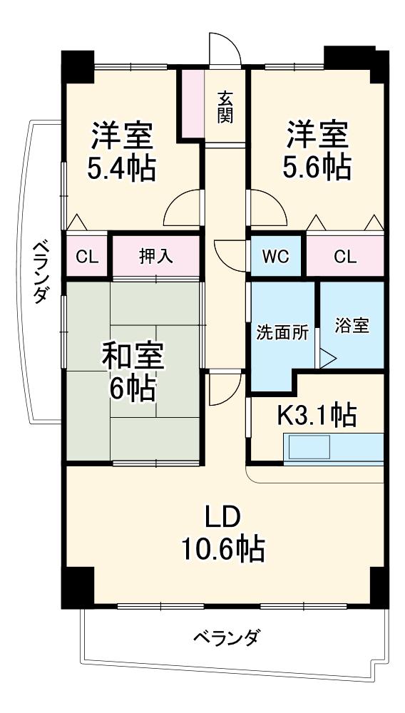 ベル ドミィール(3LDK/5階)の間取り写真