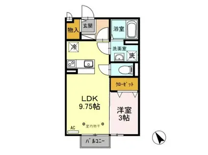 パストラル A/B(1LDK/2階)の間取り写真