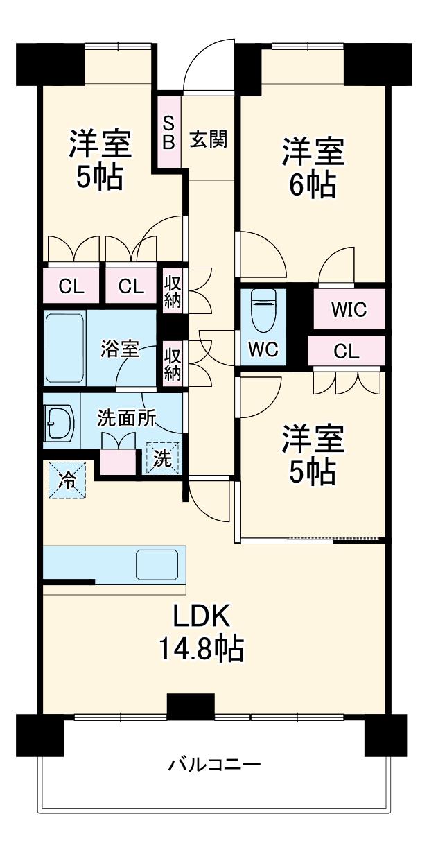 レアシス津田沼前原の丘(3LDK/5階)の間取り写真
