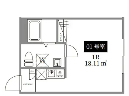 CLAUDIA SHIBAMATA(ワンルーム/4階)の間取り写真