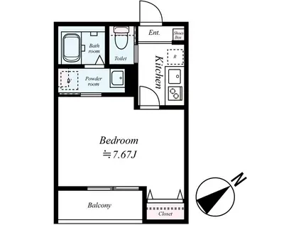 GRADUSかしわ台Ⅱ(1K/1階)の間取り写真