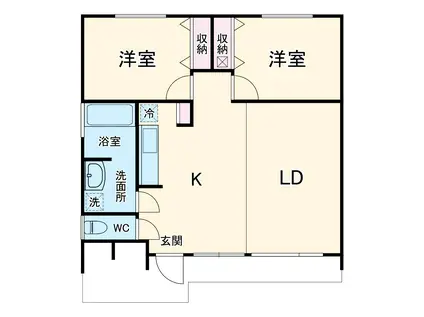内房線 和田浦駅 徒歩14分 1階建 築2年(2LDK)の間取り写真