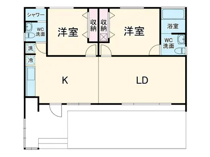 内房線 和田浦駅 徒歩14分 1階建 築2年(2LDK)の間取り写真