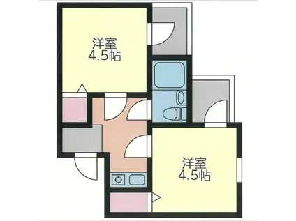 アスタック壱番館(2K/1階)の間取り写真