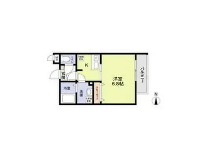 ミリアビタ稲毛(1K/2階)の間取り写真