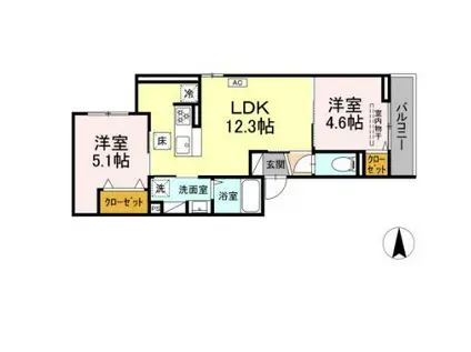 CIELMER湘南(2LDK/2階)の間取り写真