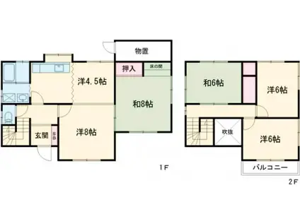 東武伊勢崎・大師線 境町駅 徒歩47分 2階建 築47年(4LDK)の間取り写真