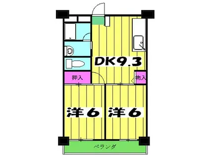 上尾根貝戸団地8号棟(2DK/3階)の間取り写真