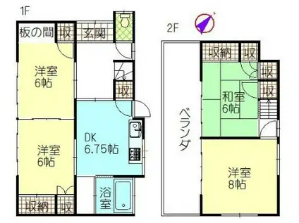 東武鉄道日光線 幸手駅 徒歩15分 2階建 築51年(4DK)の間取り写真