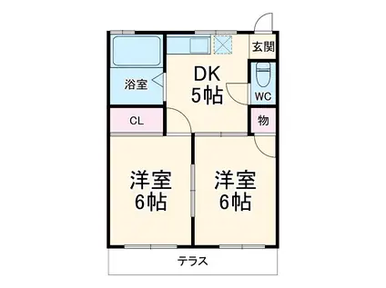 コーポエメラルド(2DK/1階)の間取り写真