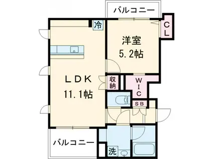 GRANDUO上野毛Ⅴ(1LDK/4階)の間取り写真