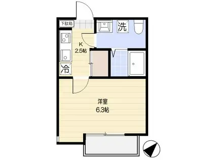 グレーシア幕張(1K/2階)の間取り写真