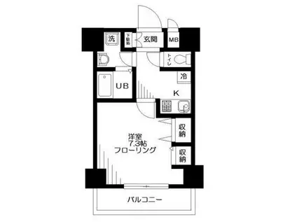 ラウレアビレッジ(1K/2階)の間取り写真