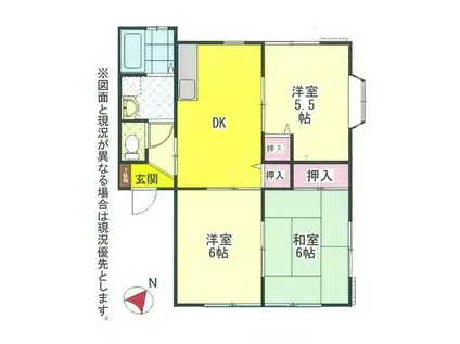 栗の木ハイムA(3DK/2階)の間取り写真