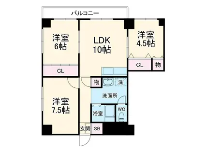 天馬パークハウス(3LDK/5階)の間取り写真