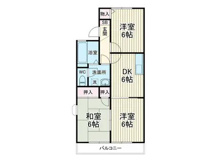 セジュールネオサイトⅠ(3DK/2階)の間取り写真