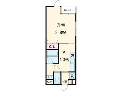 サンパラッツオ六番館(1K/4階)の間取り写真