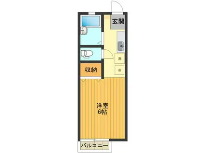 カレッジポート(ワンルーム/1階)の間取り写真