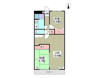 ニューセラヴィ伊勢崎(1DK/3階)の間取り写真