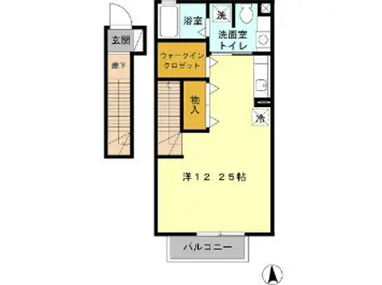 ファミール多摩平(ワンルーム/1階)の間取り写真
