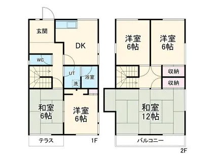 関西本線 弥富駅 徒歩13分 2階建 築46年(5DK)の間取り写真