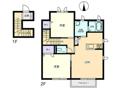 プロスペラーレⅠ(2LDK/2階)の間取り写真