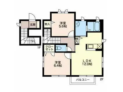 タウニィ(2LDK/2階)の間取り写真