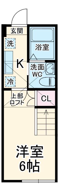 シティハイツ新磯野1号棟(1K/2階)の間取り写真