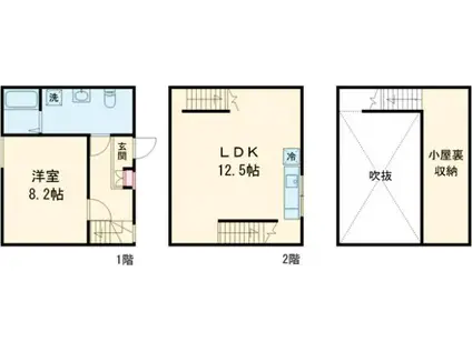 GREEN TERRACE 2(1SLDK/1階)の間取り写真