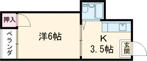 シモン堀川(1K/4階)の間取り写真