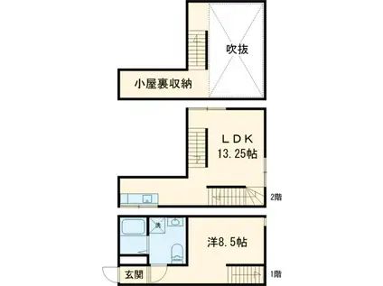 GREEN TERRACE 2(1SLDK/1階)の間取り写真