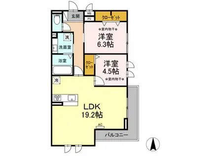 シエルコート T(2LDK/3階)の間取り写真
