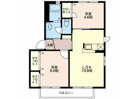 メゾンド・グレースⅠ(2LDK/2階)の間取り写真