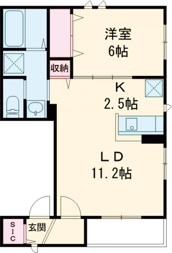 DOMIR武蔵小山(1LDK/2階)の間取り写真