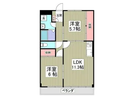 エルタウンⅡ(2LDK/3階)の間取り写真