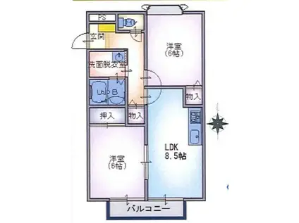 ガーデンコート(2LDK/2階)の間取り写真