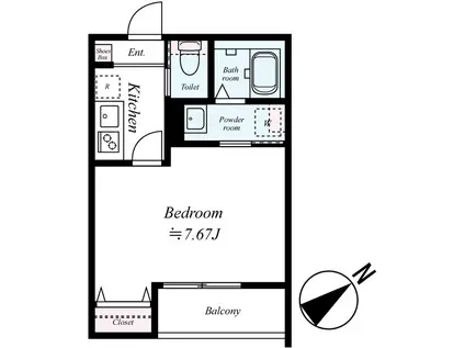 GRADUSかしわ台Ⅱ(1K/1階)の間取り写真