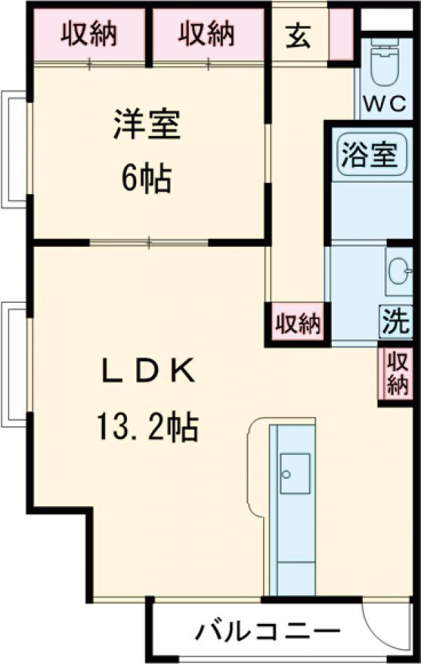アリヴィオ(1LDK/2階)の間取り写真