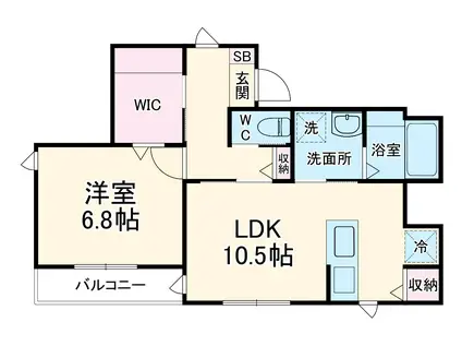アズコンフォート(1LDK/2階)の間取り写真