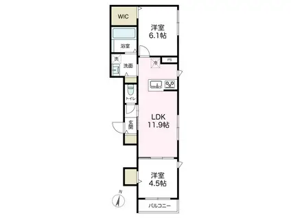 アズコンフォート(2LDK/1階)の間取り写真