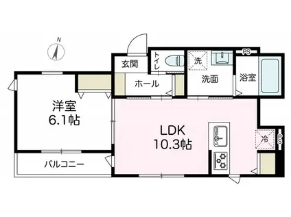 アズコンフォート(1LDK/1階)の間取り写真